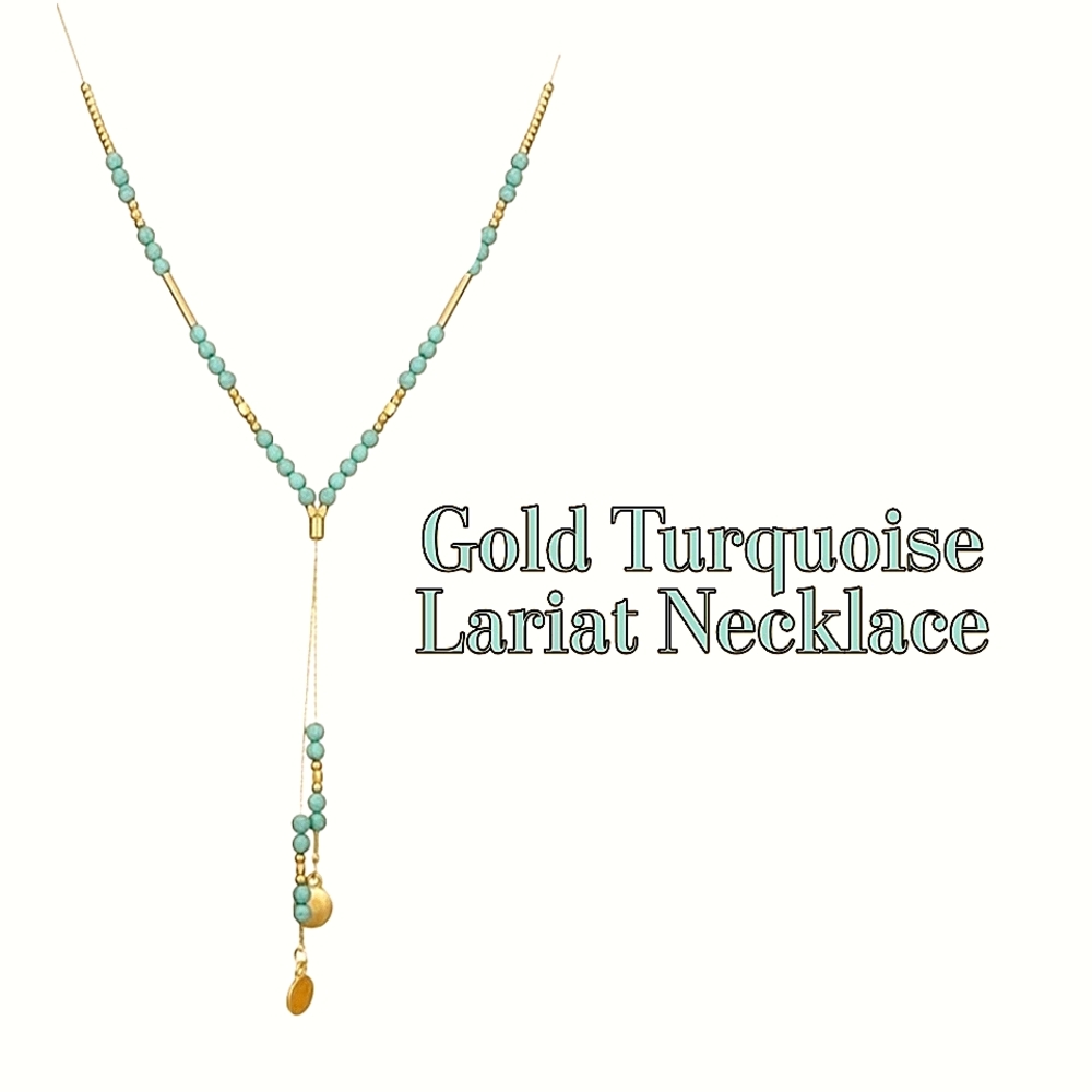 NWT Gold Chain Turquoise Drop necklace western boho Chain